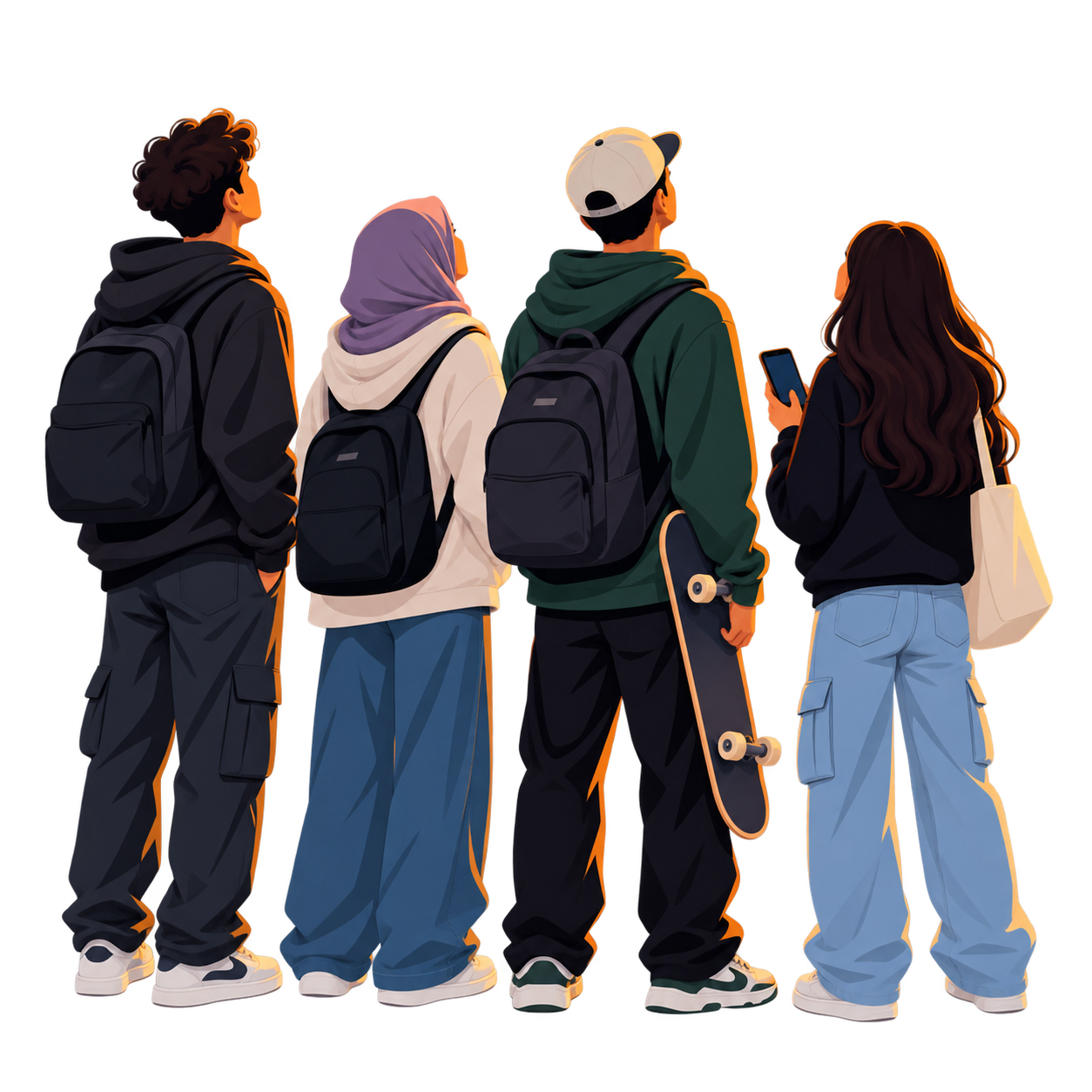 A group of friends looking up at the deal